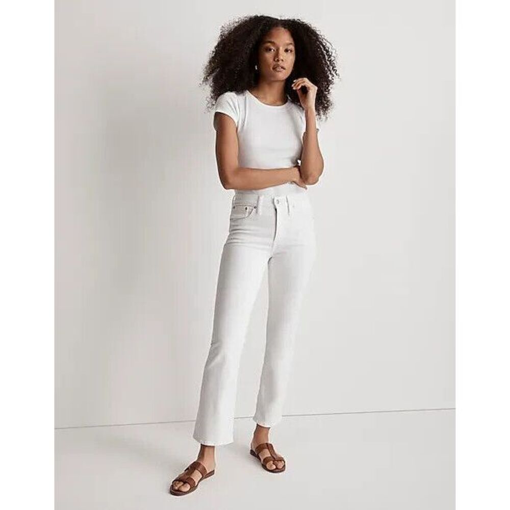 Madewell Womens Kick Out Crop Jeans in Pure White Light Wash Size 32 Tall